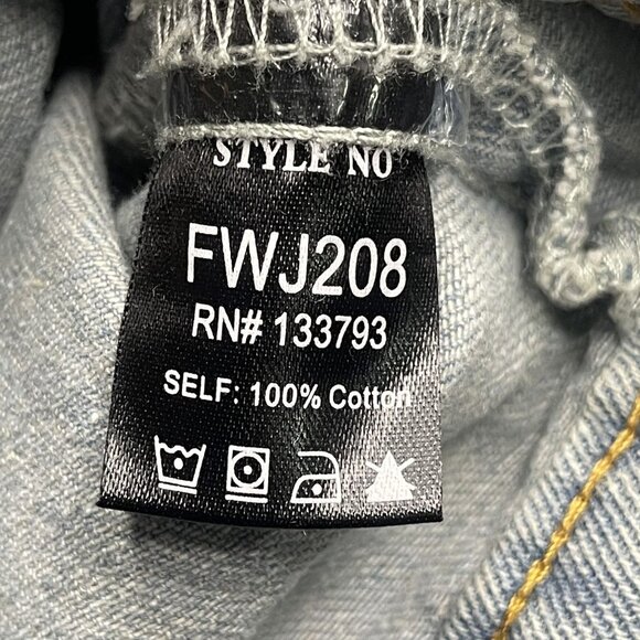 Pol Distressed Patchwork Denim Jacket With Lace & Waffle Knit Sleeves S - Picture 5 of 9